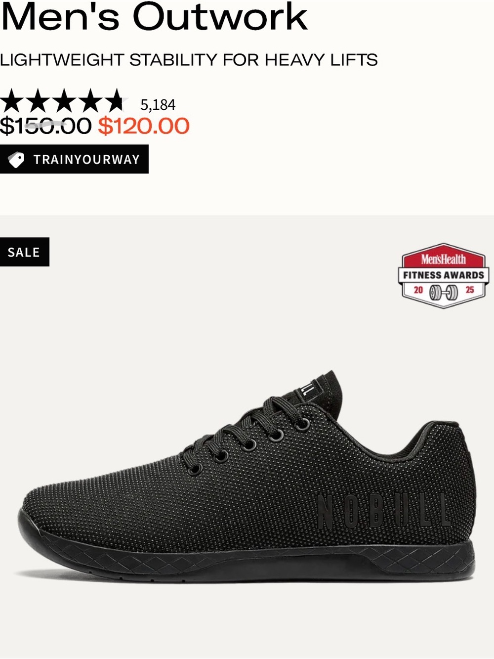 NOBULL unisex Men's 8 women’s 9.5 Outwork Trainer — Black - Picture 2 of 10